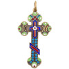 RUSSIAN GILT SILVER ENAMEL ORTHODOX CROSS PENDANT PIC-1