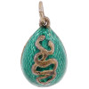 RUSSIAN GILT SILVER ENAMEL SNAKE EGG PENDANT PIC-0