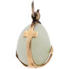 RUSSIAN GILT SILVER JADE STONE EASTER EGG PENDANT PIC-0