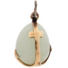 RUSSIAN GILT SILVER JADE STONE EASTER EGG PENDANT PIC-1