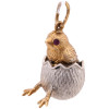 RUSSIAN GILT SILVER AND RUBY CHICKEN EGG PENDANT PIC-1