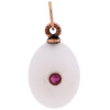 RUSSIAN WHITE JADE CARVED RUBY STONE EGG PENDANT PIC-0