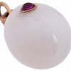 RUSSIAN WHITE JADE CARVED RUBY STONE EGG PENDANT PIC-3