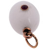 RUSSIAN WHITE JADE CARVED RUBY STONE EGG PENDANT PIC-2