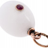 RUSSIAN WHITE JADE CARVED RUBY STONE EGG PENDANT PIC-4