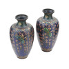 JAPANESE FLORAL CLOISONNE ENAMEL GOLDSTONE VASES PIC-0