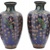 JAPANESE FLORAL CLOISONNE ENAMEL GOLDSTONE VASES PIC-1