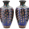 JAPANESE FLORAL CLOISONNE ENAMEL GOLDSTONE VASES PIC-2