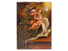 SPANISH COLONIAL PAINTING OF ST. ANTHONY OF PADUA