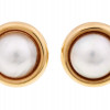 VINTAGE 18K GOLD AND CULTURED PEARL STUD EARRINGS PIC-1