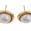 VINTAGE 18K GOLD AND CULTURED PEARL STUD EARRINGS PIC-2