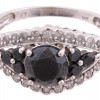 14K WHITE GOLD RING W BLACK CUBIC ZIRCONIA STONES PIC-1