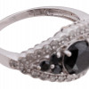 14K WHITE GOLD RING W BLACK CUBIC ZIRCONIA STONES PIC-6