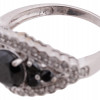 14K WHITE GOLD RING W BLACK CUBIC ZIRCONIA STONES PIC-2