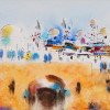 JUDAICA OLD TOWN WATERCOLOR PAINTINGS BY BEN AVRAM PIC-4