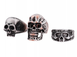 COLLECTION OF WWII STERLING TOTENKOPF SKULL RINGS