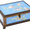 ANTIQUE MEIJI JAPAN CLOISONNE BOX BLUE BACKGROUND PIC-0