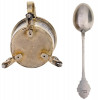 AMERICAN SILVER AND ENAMEL MUSTARD CUP WITH SPOON PIC-4