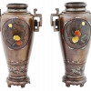 JAPANESE MEIJI BRONZE VASES WITH SILVER INLAY PIC-2