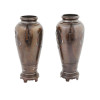 JAPANESE MEIJI BRONZE VASES WITH SILVER INLAY PIC-3