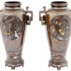 JAPANESE MEIJI BRONZE VASES WITH SILVER INLAY PIC-4