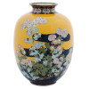 LARGE JAPANESE MEIJI YELLOW CLOISONNE ENAMEL VASE PIC-0