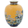 LARGE JAPANESE MEIJI YELLOW CLOISONNE ENAMEL VASE PIC-1