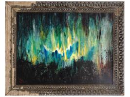 ACRYLIC ON BOARD PAINTING AURORA BY G ISAACS 1968