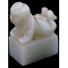 ANTIQUE CHINESE BABY HAND CARVED WHITE JADE SEAL PIC-0