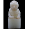 ANTIQUE CHINESE BABY HAND CARVED WHITE JADE SEAL PIC-2