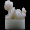 ANTIQUE CHINESE BABY HAND CARVED WHITE JADE SEAL PIC-3