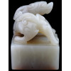 LARGE ANTIQUE CHINESE HAND CARVED WHITE JADE SEAL PIC-4