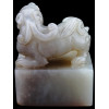 LARGE ANTIQUE CHINESE HAND CARVED WHITE JADE SEAL PIC-3