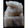 LARGE ANTIQUE CHINESE HAND CARVED WHITE JADE SEAL PIC-2