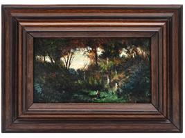 BARBIZON SCHOOL FONTAINEBLEAU FOREST LANDSCAPE OIL PAINTING