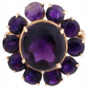 14K YELLOW GOLD AND AMETHYST CLUSTER LADIES RING PIC-0