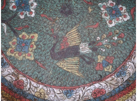 CHINESE PHOENIX BIRD CLOSONNE ENAMEL OVER BRASS BOWL