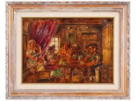 RUSSIAN PAINTING CARD PLAYERS BY DAVID BURLIUK