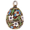 RUSSIAN GILT SILVER CLOISONNE ENAMEL EGG PENDANT PIC-1