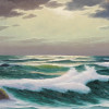 MID CENT SEA LANDSCAPE OIL PAINTING BY C. FONCE PIC-1