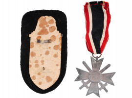 WWII NAZI GERMAN MILITARY SHIELD AND WAR MERIT CROSS