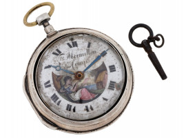 ANTIQUE MERMILLON POCKET WATCH WITH MINIATURE PAINTING