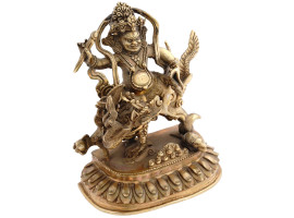 BRONZE BODHISATTVA JAMBHALA WITH DRAGON FIGURE