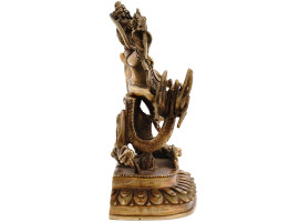 BRONZE BODHISATTVA JAMBHALA WITH DRAGON FIGURE