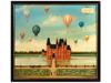 ANTIQUE FRENCH OIL PAINTING AIR BALLOONS SIGNED PIC-0