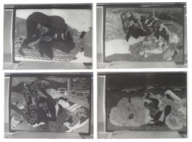 ANTIQUE JAPANESE GLASS PLATE NEGATIVES WITH SHUNGA SCENES