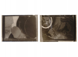 ANTIQUE JAPANESE GLASS PLATE NEGATIVES WITH SHUNGA SCENES