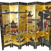 CHINESE EXPORT ROOM DIVIDER LACQUERED HAND PAINTED WOOD PIC-0