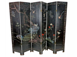 CHINESE EXPORT ROOM DIVIDER LACQUERED HAND PAINTED WOOD