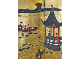 CHINESE EXPORT ROOM DIVIDER LACQUERED HAND PAINTED WOOD